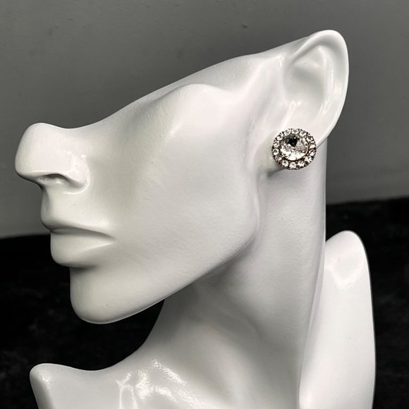 J Crew Rhinestone Earrings in Pouch Large Bling Gold Tone - Picture 5 of 7